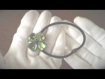 ヘアゴム 緑 クローバー マーブル 花