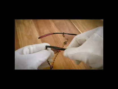 眼鏡チェーン 還暦 珊瑚 赤 花柄 アンティーク風