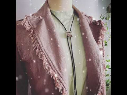 ループタイ 青 四角 黒革