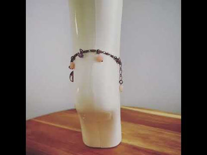 アンクレット 赤紫 アメジスト しずく型