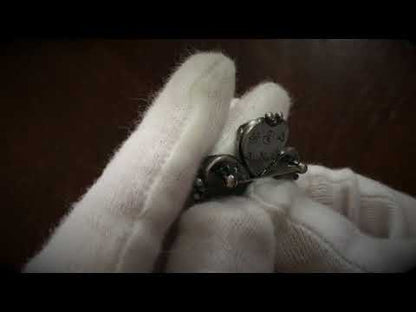 ブローチ 楽譜 ブルー 花