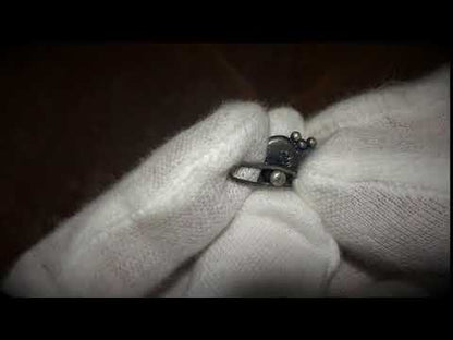 パッチン留め ハート マーブル 青