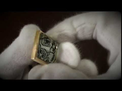 ヘアゴム 唐草 白黒 四角 男女兼用