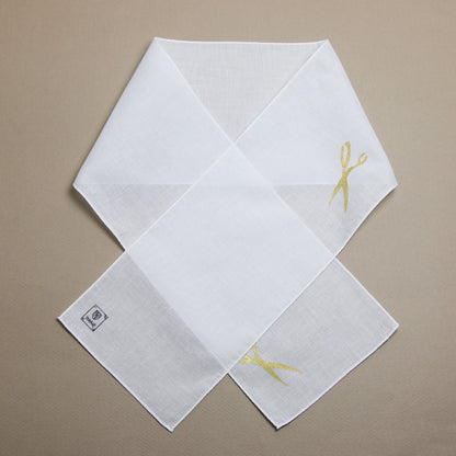 半襟 ハンカチ ハサミ ハンドプリント 白 半襟