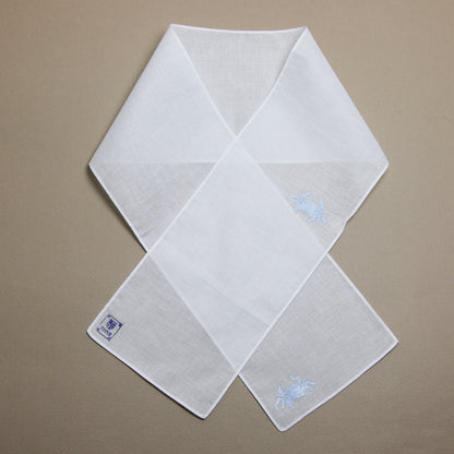 カニの半襟ハンカチ 白 綿 半襟