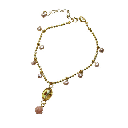 アンクレット ピンク 淡水パール ピンクコモンオパール 金 TAMARUSAN