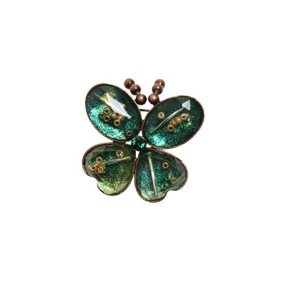 ブローチ 蝶 青緑 オリジナル樹脂 ハンドメイド ピン ブローチ・バッジ