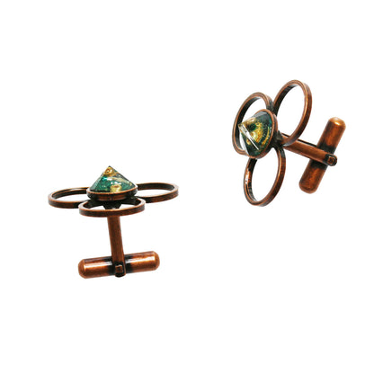 カフスボタン 花 エメラルド色 男女兼用 TAMARUSAN