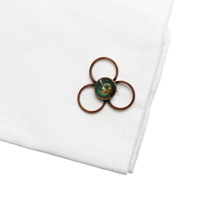 カフスボタン 花 エメラルド色 男女兼用 TAMARUSAN