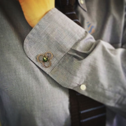 カフスボタン 花 エメラルド色 男女兼用 TAMARUSAN