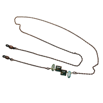 眼鏡チェーン アンティーク風 エメラルド色 TAMARUSAN