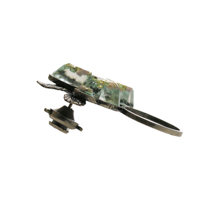 眼鏡ホルダー ピンブローチ スミレ 水色 眼鏡ホルダーブローチ