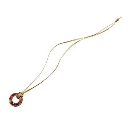 眼鏡ホルダー 革紐 ピンク ドーナツ ネックレス TAMARUSAN