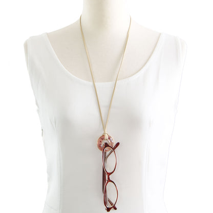 眼鏡ホルダー 革紐 ピンク ドーナツ ネックレス TAMARUSAN