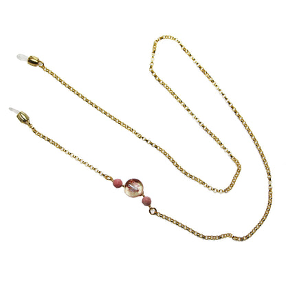 眼鏡チェーン ピンク ロードナイト 金 24k TAMARUSAN