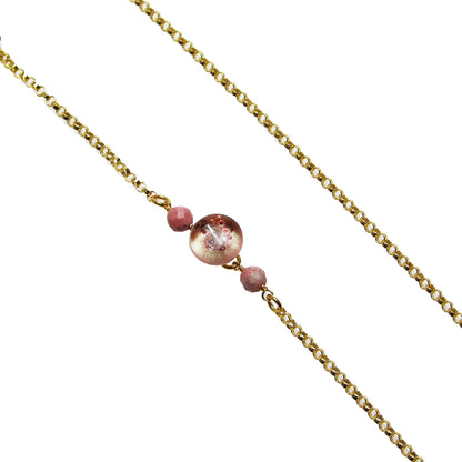 眼鏡チェーン ピンク ロードナイト 金 24k TAMARUSAN