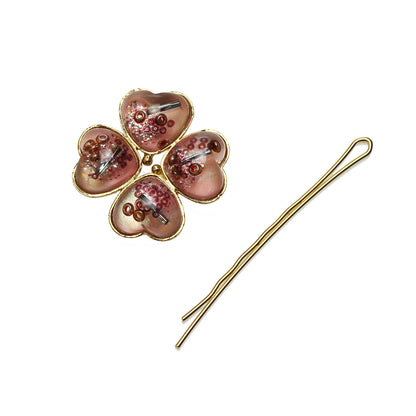 花 ヘアピン ピンク 金 おしゃれ 大人 TAMARUSAN