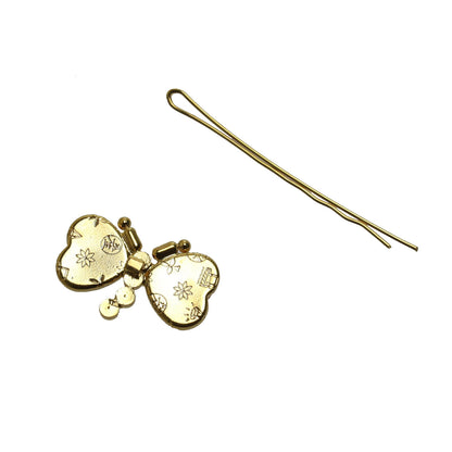 蝶 ヘアピン ピンク 金 高級 大人 高級ヘアピン