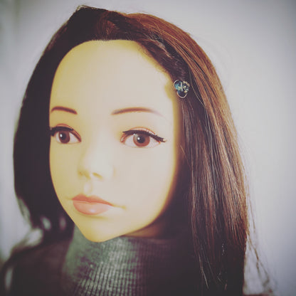 ヘアピン ハート エメラルドグリーン アンティーク調 高級ヘアピン