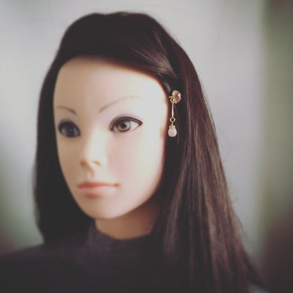 ヘアピン ハート ピンク シェル 金 高級ヘアピン