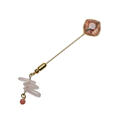 ハットピン ピンク ゴールド ローズクオーツ TAMARUSAN