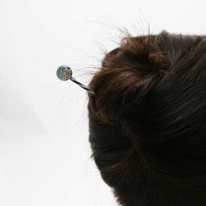 ねじり玉かんざし 水色 短め 一本挿しかんざし