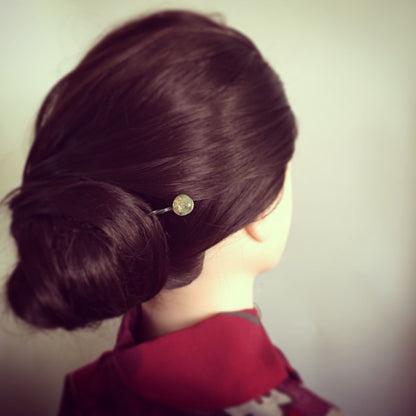 ねじり玉かんざし 水色 短め 一本挿しかんざし