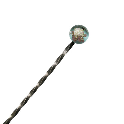 ねじり玉かんざし 水色 短め 一本挿しかんざし