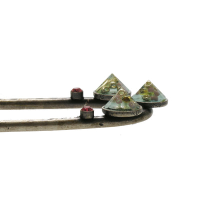 二股かんざし 水色 ラインストーン 二股かんざし