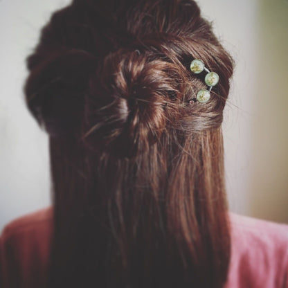 二股かんざし 水色 ラインストーン 二股かんざし