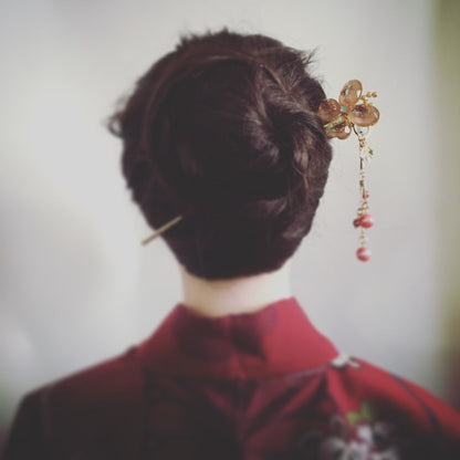 かんざし ピンク 蝶 24k 淡水パール TAMARUSAN