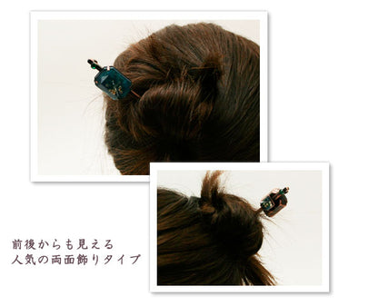 かんざし 長方形 エメラルドグリーン 角棒