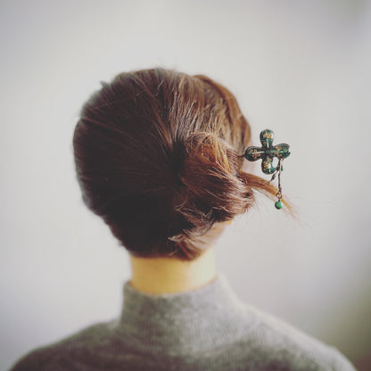 かんざしバレッタ（マジェステ）花 シルク TAMARUSAN