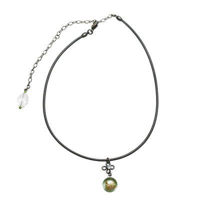 チョーカー 革紐 グレー 水色 水晶 TAMARUSAN