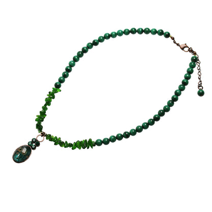 ネックレス 緑 アンティーク調 マラカイト TAMARUSAN