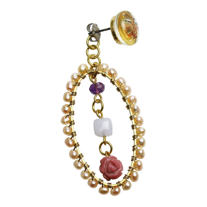 フープピアス ピンク 淡水パール 金 TAMARUSAN