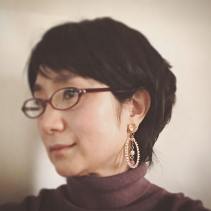 フープピアス ピンク 淡水パール 金 TAMARUSAN