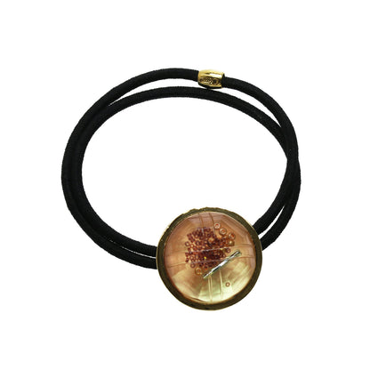 ヘアゴム ピンク 丸 切子ガラス風 ２連 TAMARUSAN