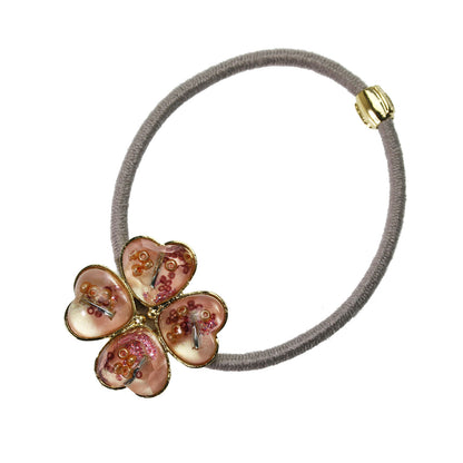 ピンク クローバー ヘアゴム お花 24k TAMARUSAN