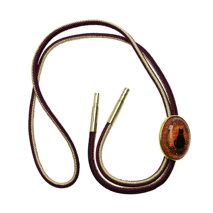 組紐ループタイ 猫 正絹 オレンジ 24k TAMARUSAN