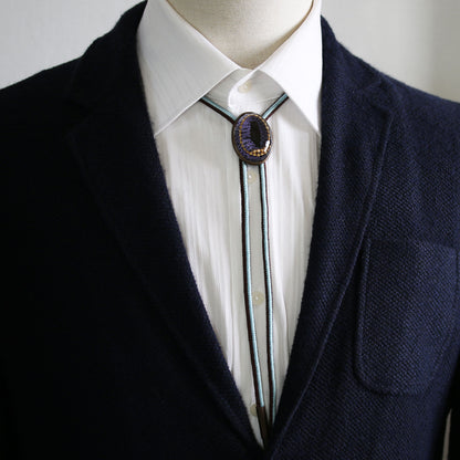 組紐ループタイ 正絹 ふくろう 紫 TAMARUSAN