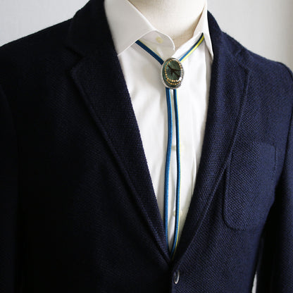 組紐ループタイ 飛行機 正絹 緑 TAMARUSAN