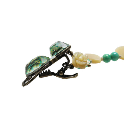 襟飾り 蝶 鹿の子 グリーン クリップ ブローチ TAMARUSAN