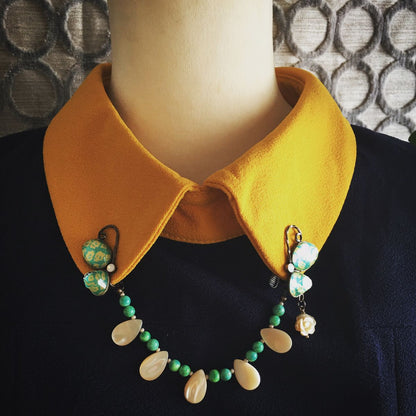 襟飾り 蝶 鹿の子 グリーン クリップ ブローチ TAMARUSAN