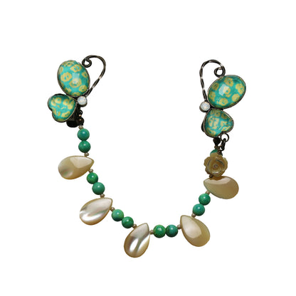 襟飾り 蝶 鹿の子 グリーン クリップ ブローチ TAMARUSAN