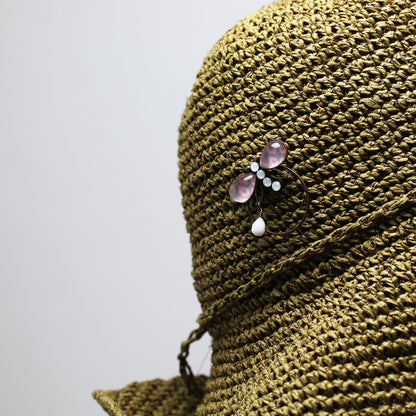 眼鏡ホルダーピンブローチ ピンク トンボ 鹿の子 TAMARUSAN