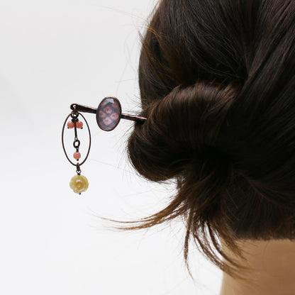 かんざし 鹿の子 ピンク 薔薇 TAMARUSAN