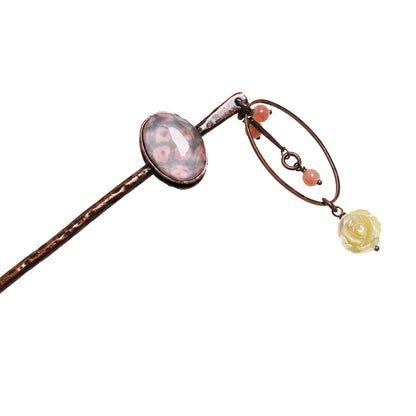 かんざし 鹿の子 ピンク 薔薇 TAMARUSAN