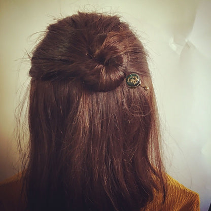 かんざしバレッタ マジェステ シルク 緑 鹿の子 TAMARUSAN