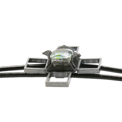 革紐ループタイ 水色 建築 十字クロス ループタイ